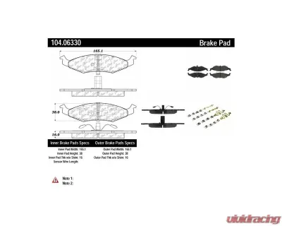 Posi-Quiet Semi-Metallic Brake Pads with Hardware 104.06330 - 104.06330