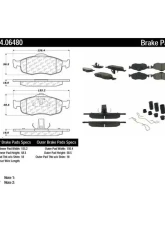 Posi-Quiet Semi-Metallic Brake Pads with Hardware 104.06480                                     - 104.06480 - Image 2