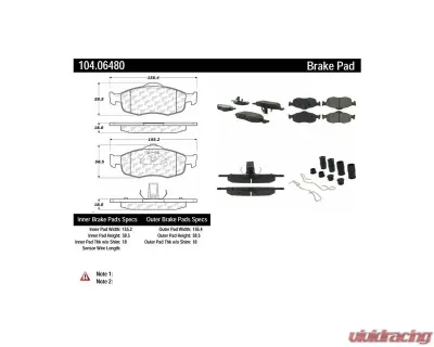 Posi-Quiet Semi-Metallic Brake Pads with Hardware 104.06480 - 104.06480