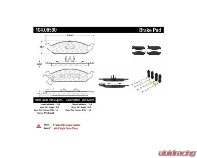 Posi-Quiet Semi-Metallic Brake Pads with Hardware 104.06500 - 104.06500
