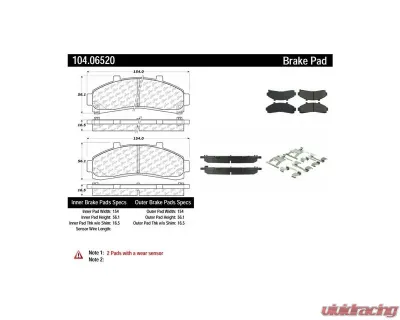 Posi-Quiet Semi-Metallic Brake Pads with Hardware 104.06520 - 104.06520