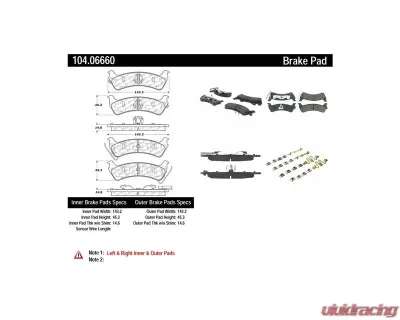 Posi-Quiet Semi-Metallic Brake Pads with Hardware 104.06660 - 104.06660