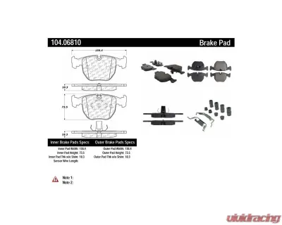 Posi-Quiet Semi-Metallic Brake Pads with Hardware 104.06810 - 104.06810