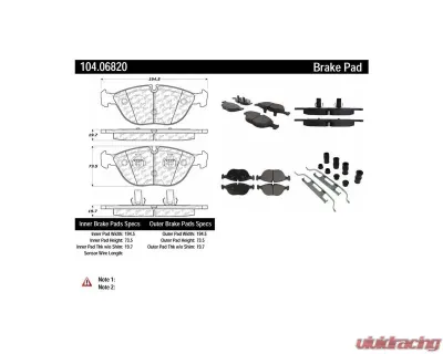 Posi-Quiet Semi-Metallic Brake Pads with Hardware 104.06820 - 104.06820