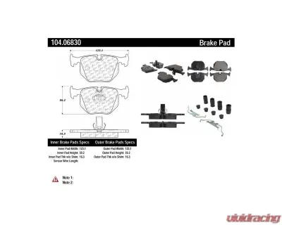 Posi-Quiet Semi-Metallic Brake Pads with Hardware 104.06830 - 104.06830