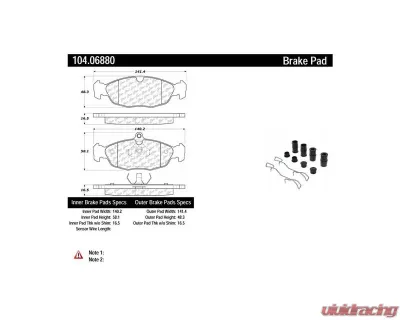 Posi-Quiet Semi-Metallic Brake Pads with Hardware 104.06880 - 104.06880