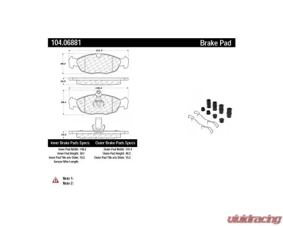 Posi-Quiet Semi-Metallic Brake Pads with Hardware 104.06881 - 104.06881