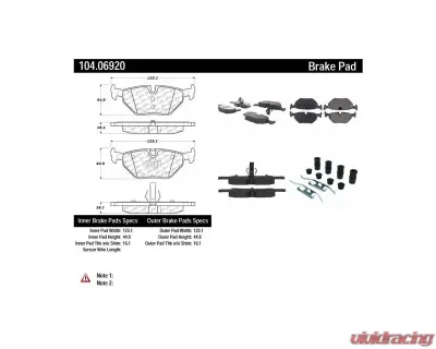 Posi-Quiet Semi-Metallic Brake Pads with Hardware 104.06920 - 104.06920