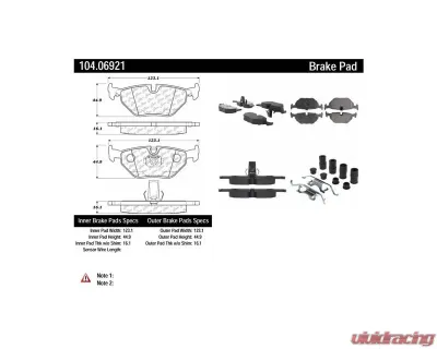 Posi-Quiet Semi-Metallic Brake Pads with Hardware 104.06921 - 104.06921