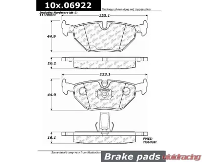 Posi-Quiet Semi-Metallic Brake Pads with Hardware 104.06922 - 104.06922