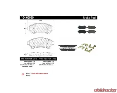 Posi-Quiet Semi-Metallic Brake Pads with Hardware 104.06990 - 104.06990