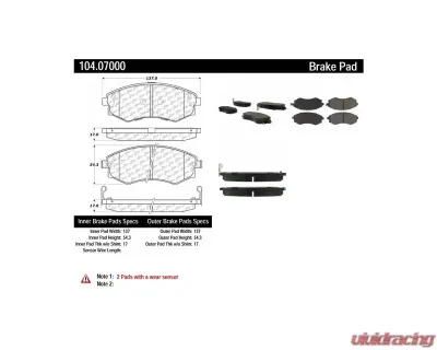 Posi-Quiet Semi-Metallic Brake Pads with Hardware 104.07000 - 104.07000