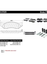 Posi-Quiet Semi-Metallic Brake Pads with Hardware 104.07020                                     - 104.07020 - Image 2
