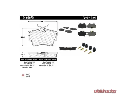 Posi-Quiet Semi-Metallic Brake Pads with Hardware 104.07060 - 104.07060