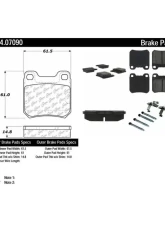 Posi-Quiet Semi-Metallic Brake Pads with Hardware 104.07090                                     - 104.07090 - Image 2