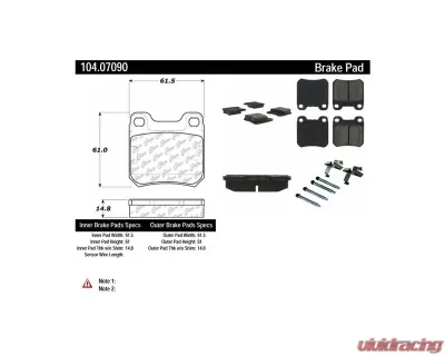 Posi-Quiet Semi-Metallic Brake Pads with Hardware 104.07090 - 104.07090
