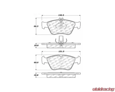 Posi-Quiet Semi-Metallic Brake Pads with Hardware 104.07100 - 104.07100