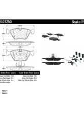 Posi-Quiet Semi-Metallic Brake Pads with Hardware 104.07250                                     - 104.07250 - Image 2