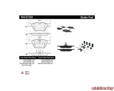 Posi-Quiet Semi-Metallic Brake Pads with Hardware 104.07250 - 104.07250