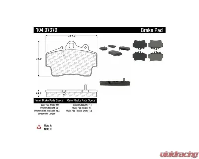 Posi-Quiet Semi-Metallic Brake Pads with Hardware 104.07370 - 104.07370