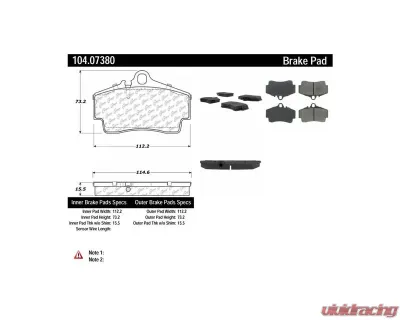 Posi-Quiet Semi-Metallic Brake Pads with Hardware 104.07380 - 104.07380