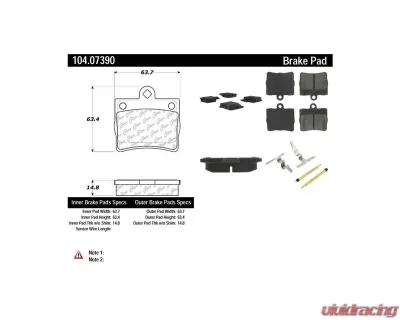 Posi-Quiet Semi-Metallic Brake Pads with Hardware 104.07390 - 104.07390