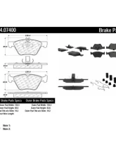 Posi-Quiet Semi-Metallic Brake Pads with Hardware 104.07400                                     - 104.07400 - Image 2