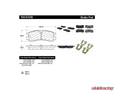Posi-Quiet Semi-Metallic Brake Pads with Hardware 104.07540 - 104.07540
