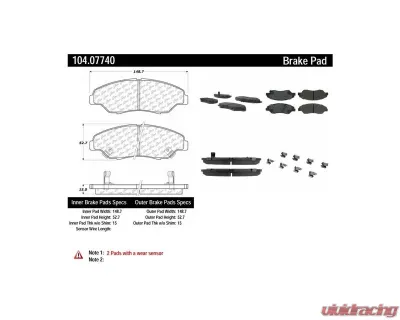 Posi-Quiet Semi-Metallic Brake Pads with Hardware 104.07740 - 104.07740