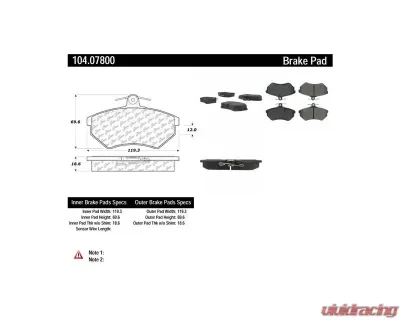 Posi-Quiet Semi-Metallic Brake Pads 104.07800 - 104.07800