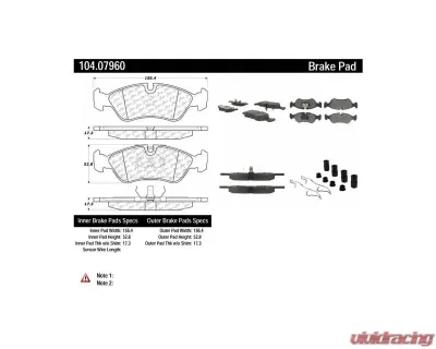 Posi-Quiet Semi-Metallic Brake Pads with Hardware 104.07960 - 104.07960
