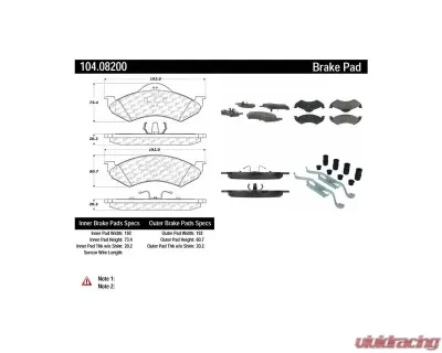 Posi-Quiet Semi-Metallic Brake Pads with Hardware 104.08200 - 104.08200