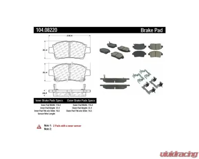 Posi-Quiet Semi-Metallic Brake Pads with Hardware 104.08220 - 104.08220