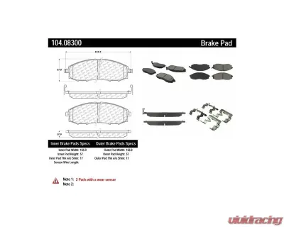 Posi-Quiet Semi-Metallic Brake Pads with Hardware 104.08300 - 104.08300