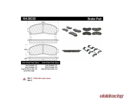 Posi-Quiet Semi-Metallic Brake Pads with Hardware 104.08330 - 104.08330