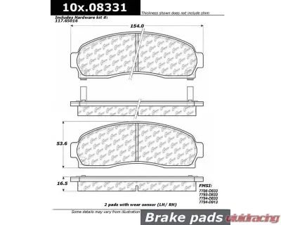 Posi-Quiet Semi-Metallic Brake Pads with Hardware 104.08331 - 104.08331