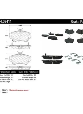 Posi-Quiet Semi-Metallic Brake Pads with Hardware 104.08411                                     - 104.08411 - Image 2