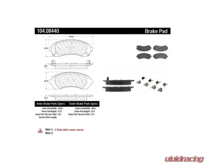 Posi-Quiet Semi-Metallic Brake Pads with Hardware 104.08440 - 104.08440