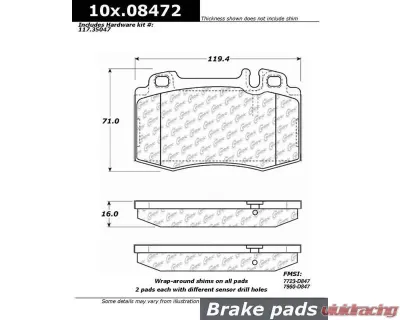 Posi-Quiet Semi-Metallic Brake Pads with Hardware 104.08472 - 104.08472