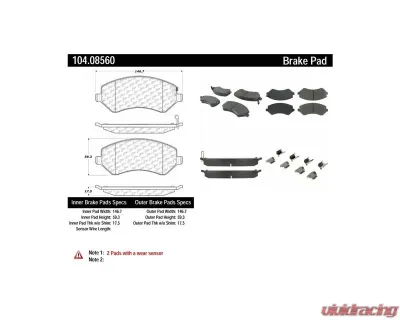 Posi-Quiet Semi-Metallic Brake Pads with Hardware 104.08560 - 104.08560