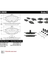 Posi-Quiet Semi-Metallic Brake Pads with Hardware 104.08690                                     - 104.08690 - Image 2