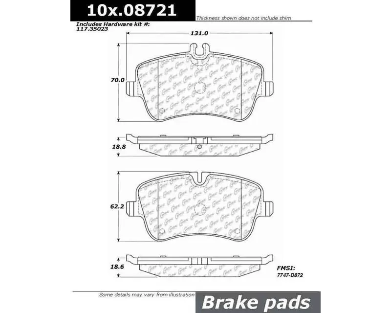 Posi-Quiet Semi-Metallic Brake Pads with Hardware 104.08721 - 104.08721