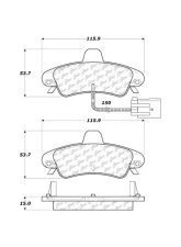 Posi-Quiet Semi-Metallic Brake Pads with Hardware 104.08990                                     - 104.08990 - Image 2