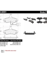Posi-Quiet Semi-Metallic Brake Pads with Hardware 104.08991                                     - 104.08991 - Image 2