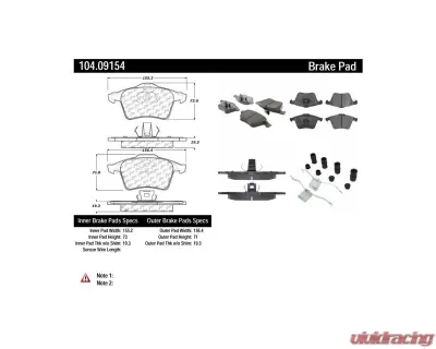 Posi-Quiet Semi-Metallic Brake Pads with Hardware 104.09154 - 104.09154