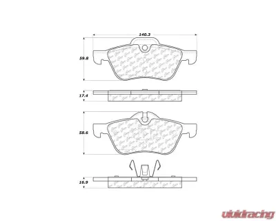 Posi-Quiet Semi-Metallic Brake Pads with Hardware 104.09390 - 104.09390