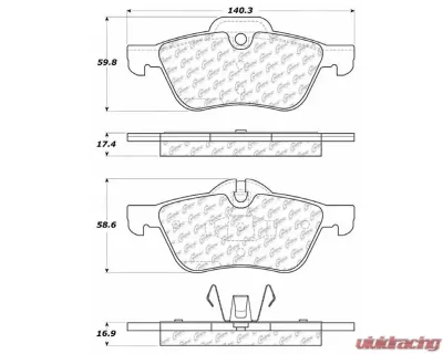 Posi-Quiet Semi-Metallic Brake Pads with Hardware 104.09390 - 104.09390