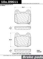 Posi-Quiet Semi-Metallic Brake Pads with Hardware 104.09611                                     - 104.09611 - Image 3