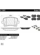 Posi-Quiet Semi-Metallic Brake Pads with Hardware 104.11081                                     - 104.11081 - Image 2