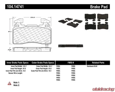 Posi-Quiet Semi-Metallic Brake Pads with Hardware 104.14741 - 104.14741